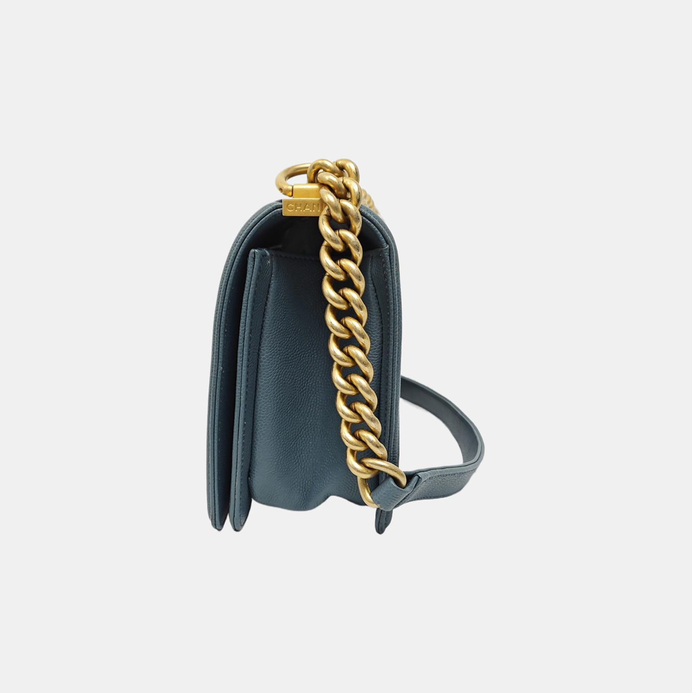 BOY CHANEL Medium Quilted Grained Calfskin Blue