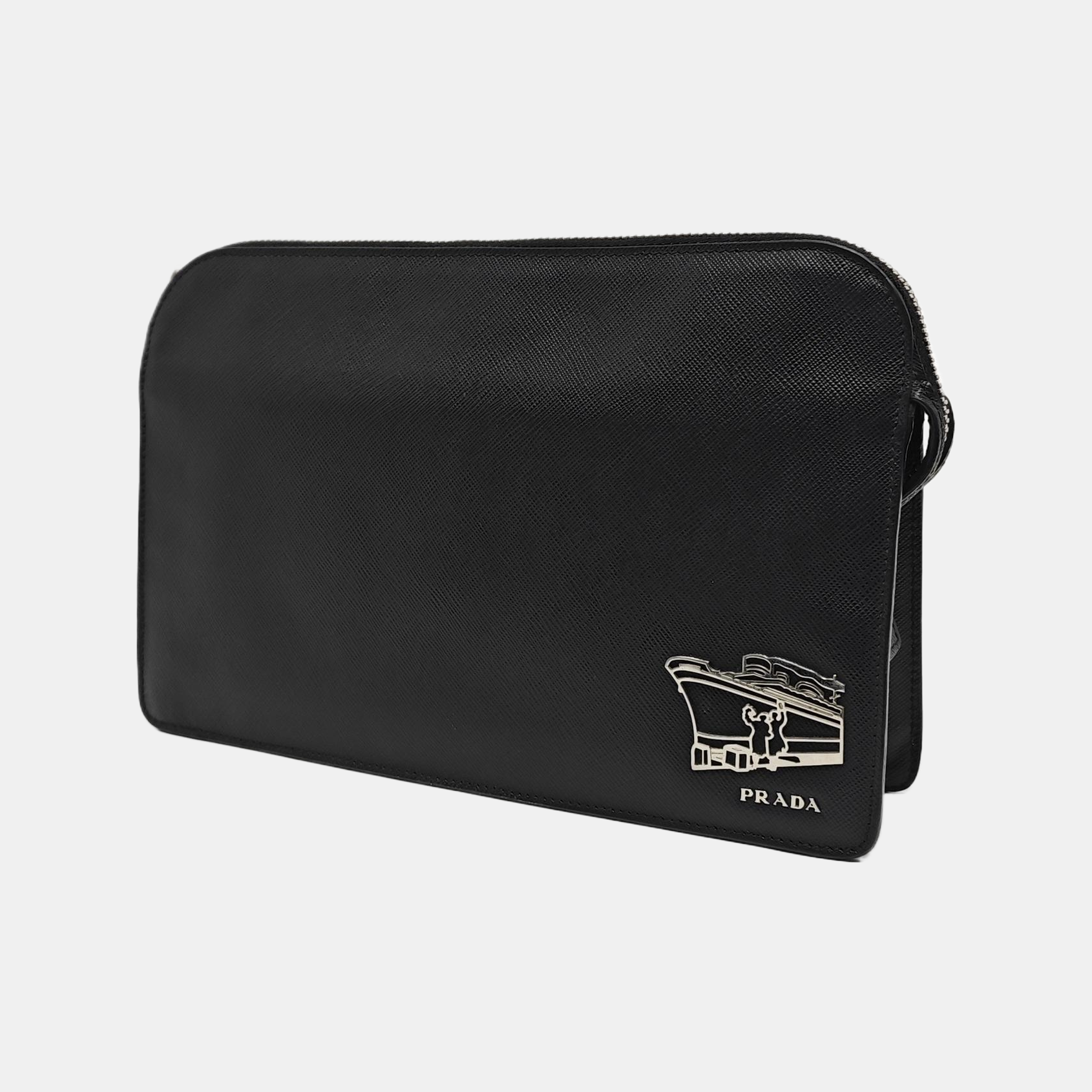 Saffiano Calfskin Clutch Black