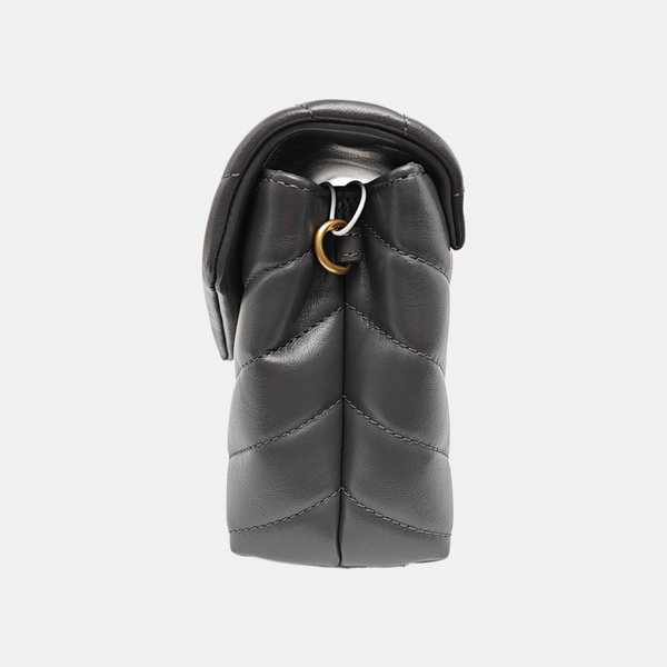 Chevron Calfskin Shoulder Bag Gray