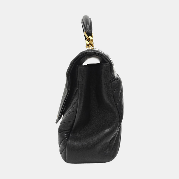 COLLEGE Large Chevron Lambskin Black