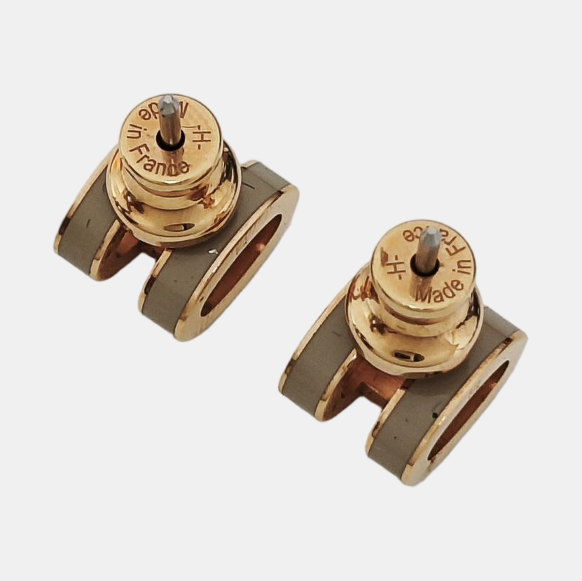 Pop H Metal Beige Stud Earrings