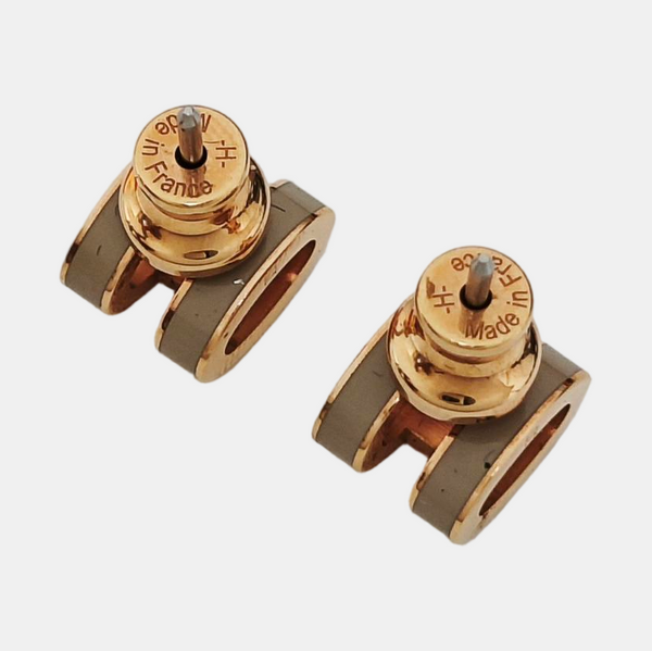 Pop H Metal Beige Stud Earrings