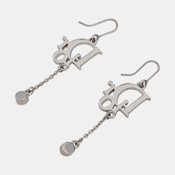 Dior Oblique Metal Silver Stud Earrings
