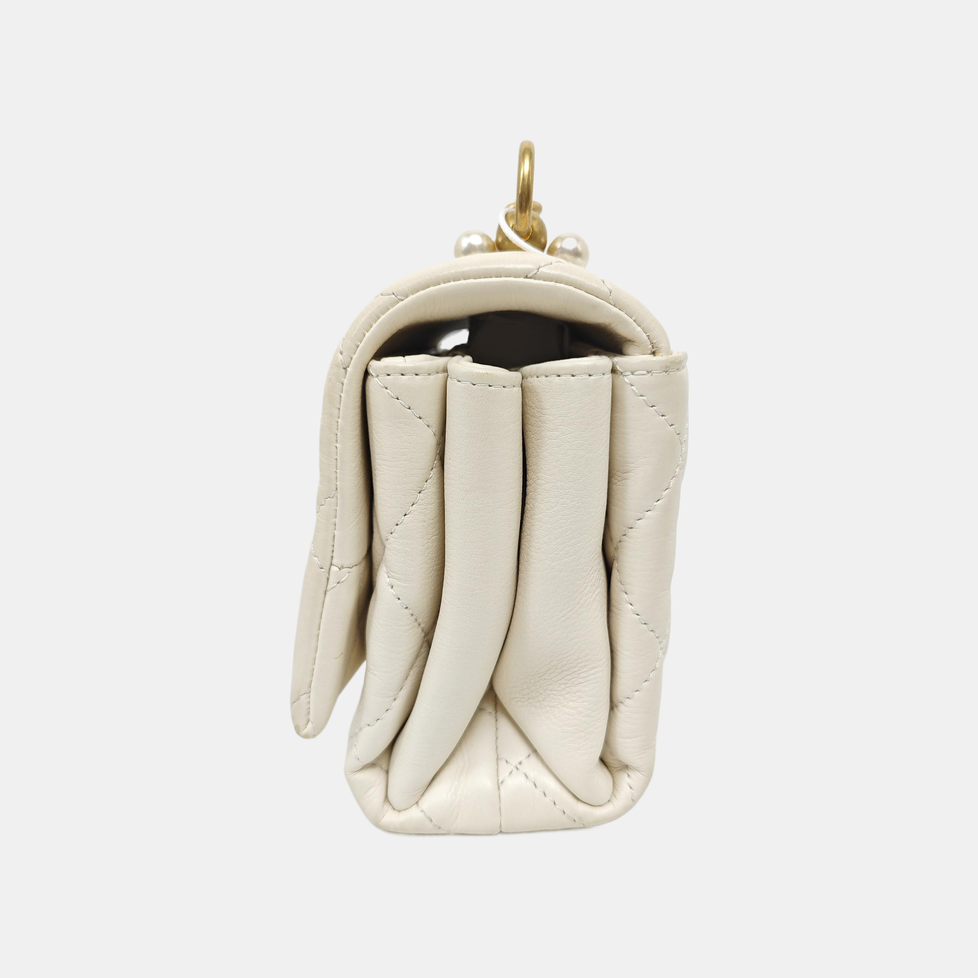 Quilted Calfskin Shoulder Bag White