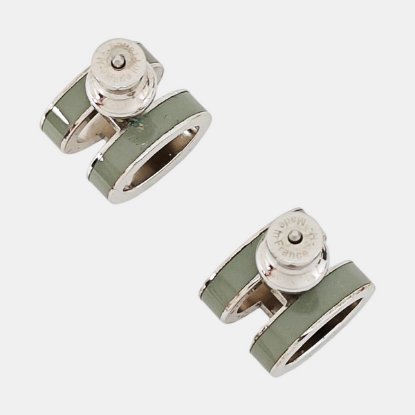 Pop H Metal Silver Stud Earrings