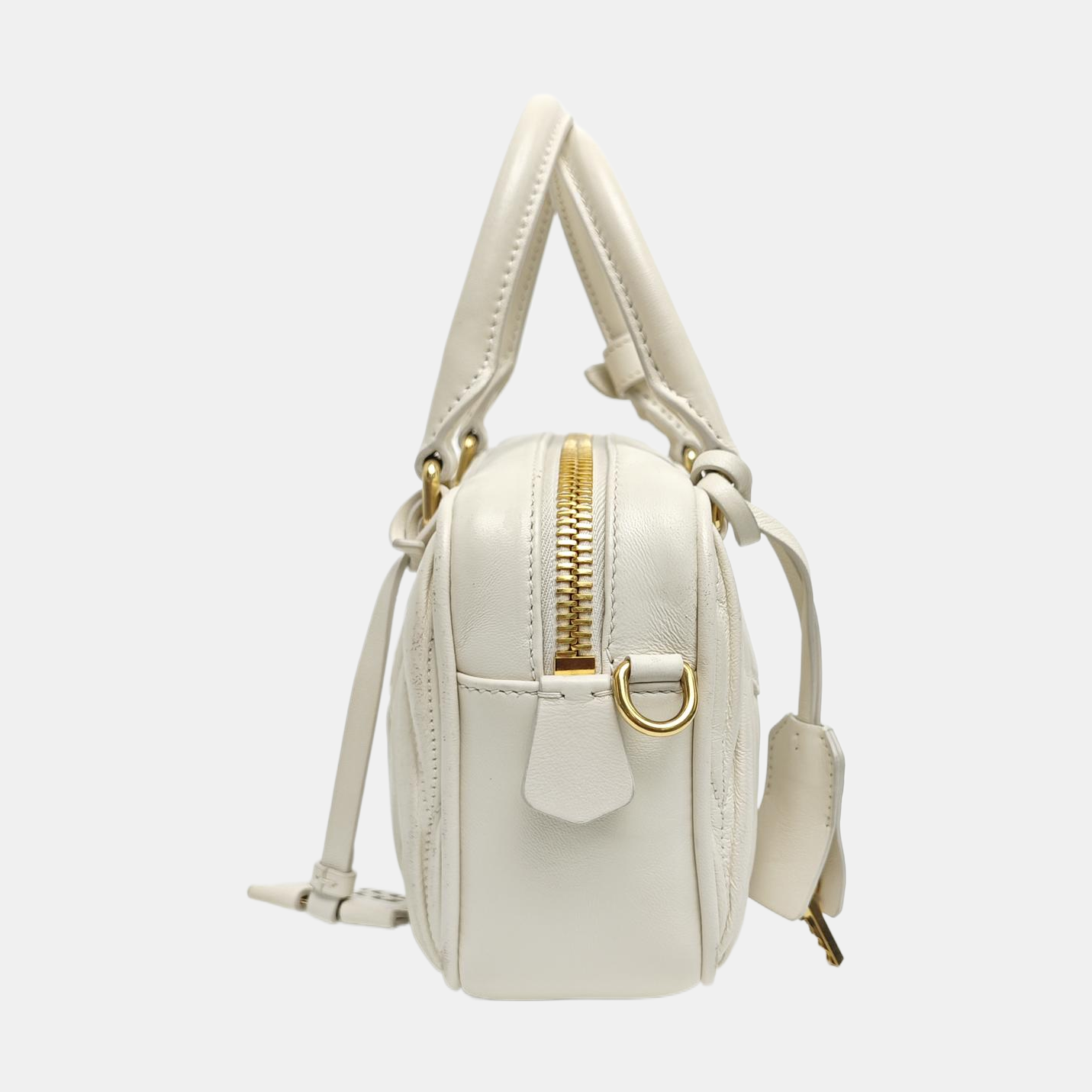 Arcadie Matelassé Mini Quilted Lambskin White