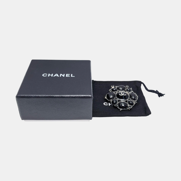 CC Logo Metal Black Brooch