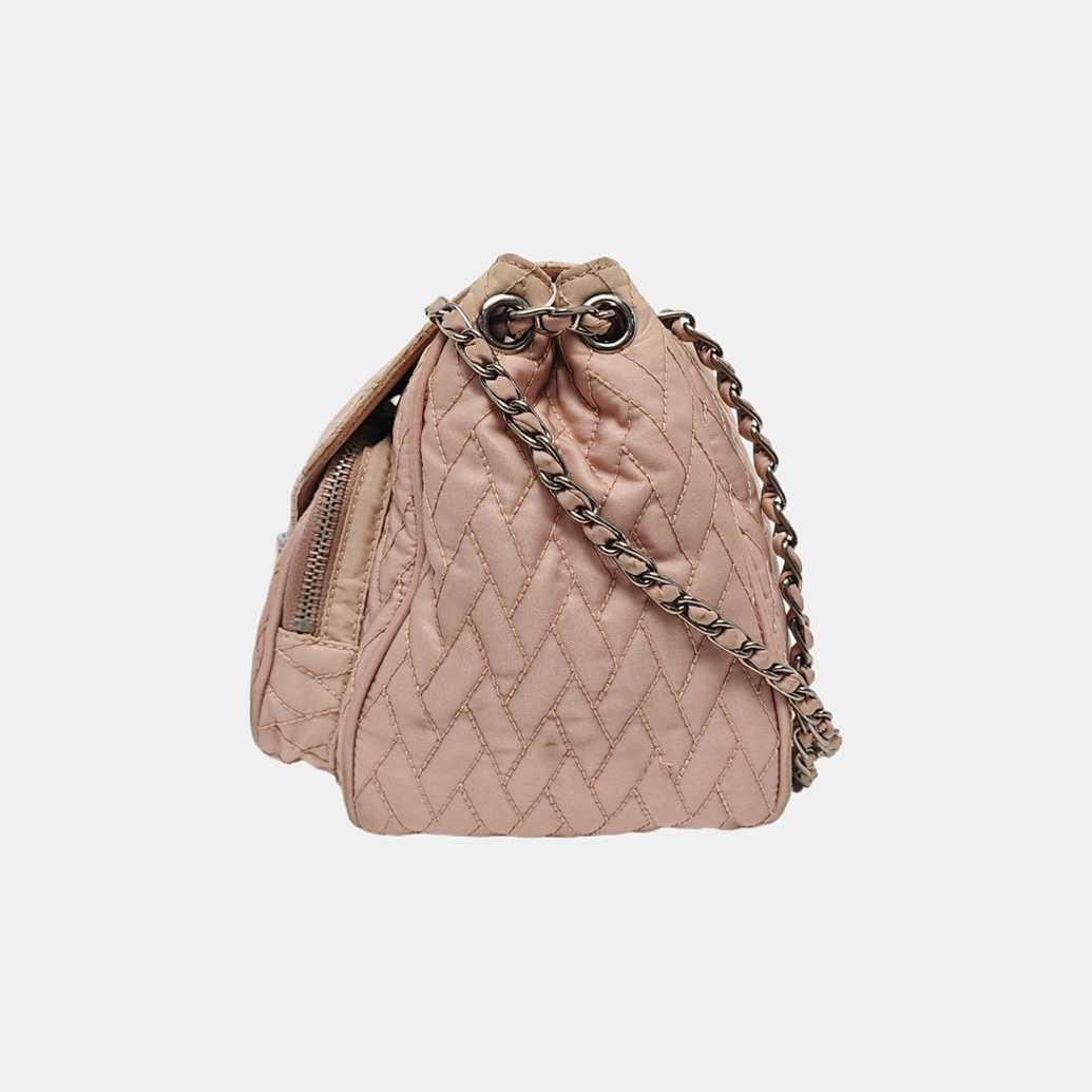 Quilted Nylon Shoulder Bag Pink