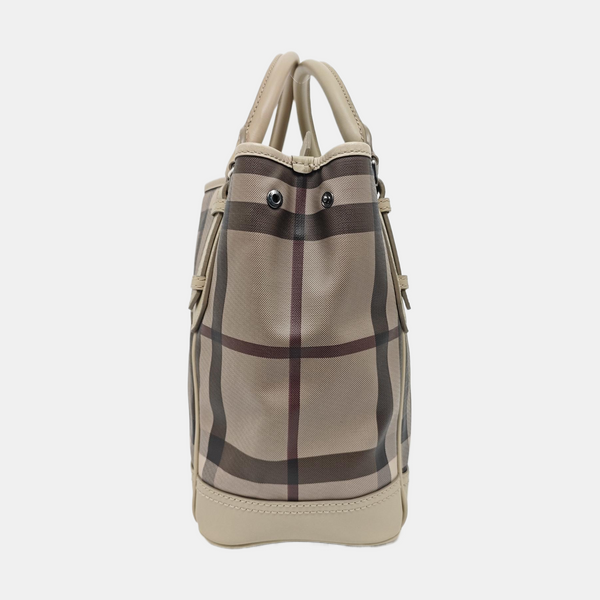 Coated Canvas Top Handle Bag Gray