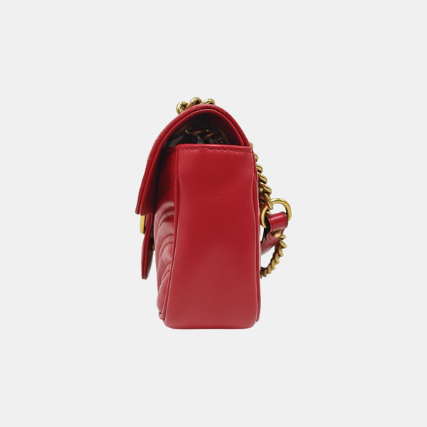 GG Marmont Small Quilted Calfskin Red