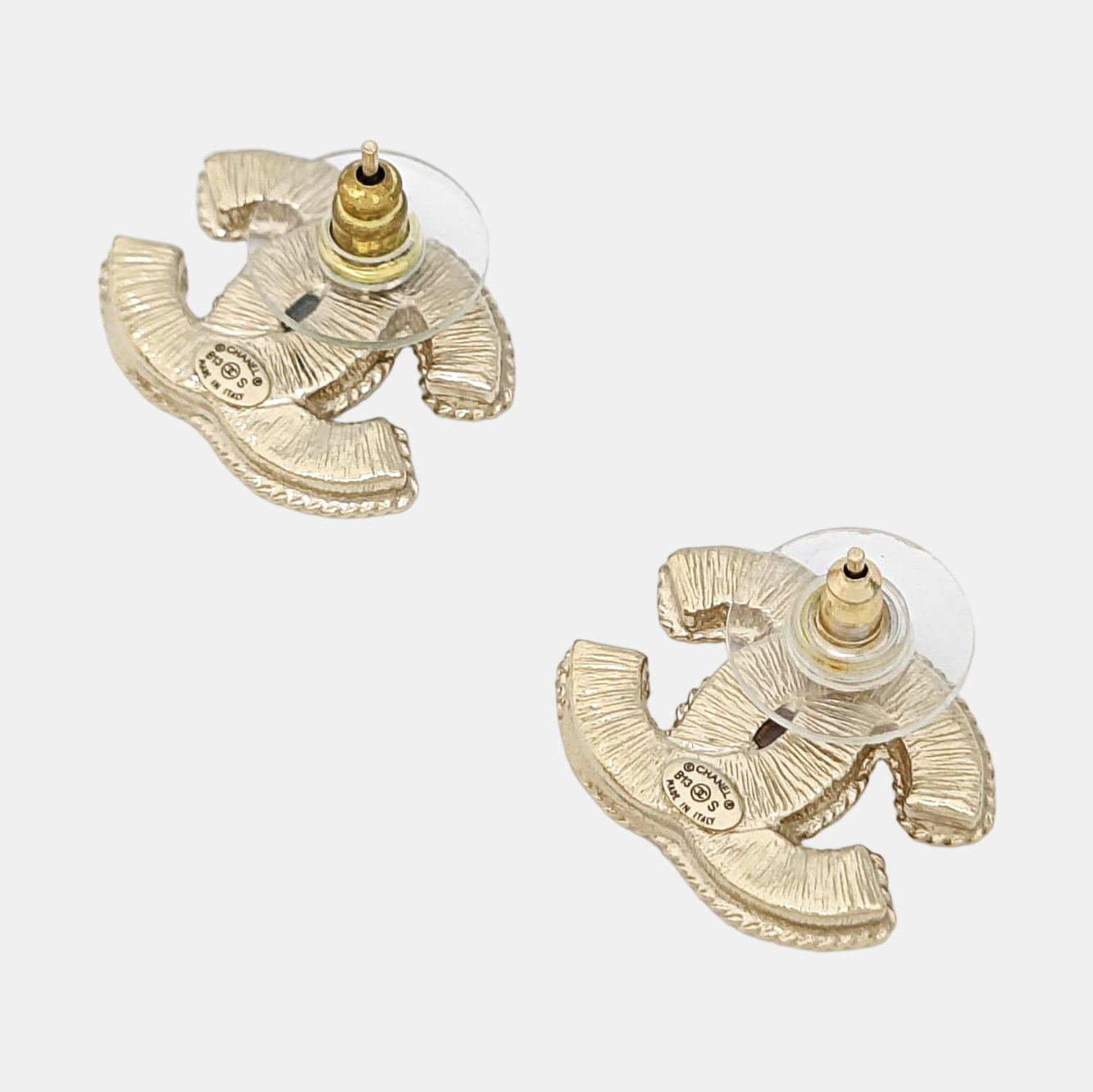 CC Logo Metal Gold Stud Earrings