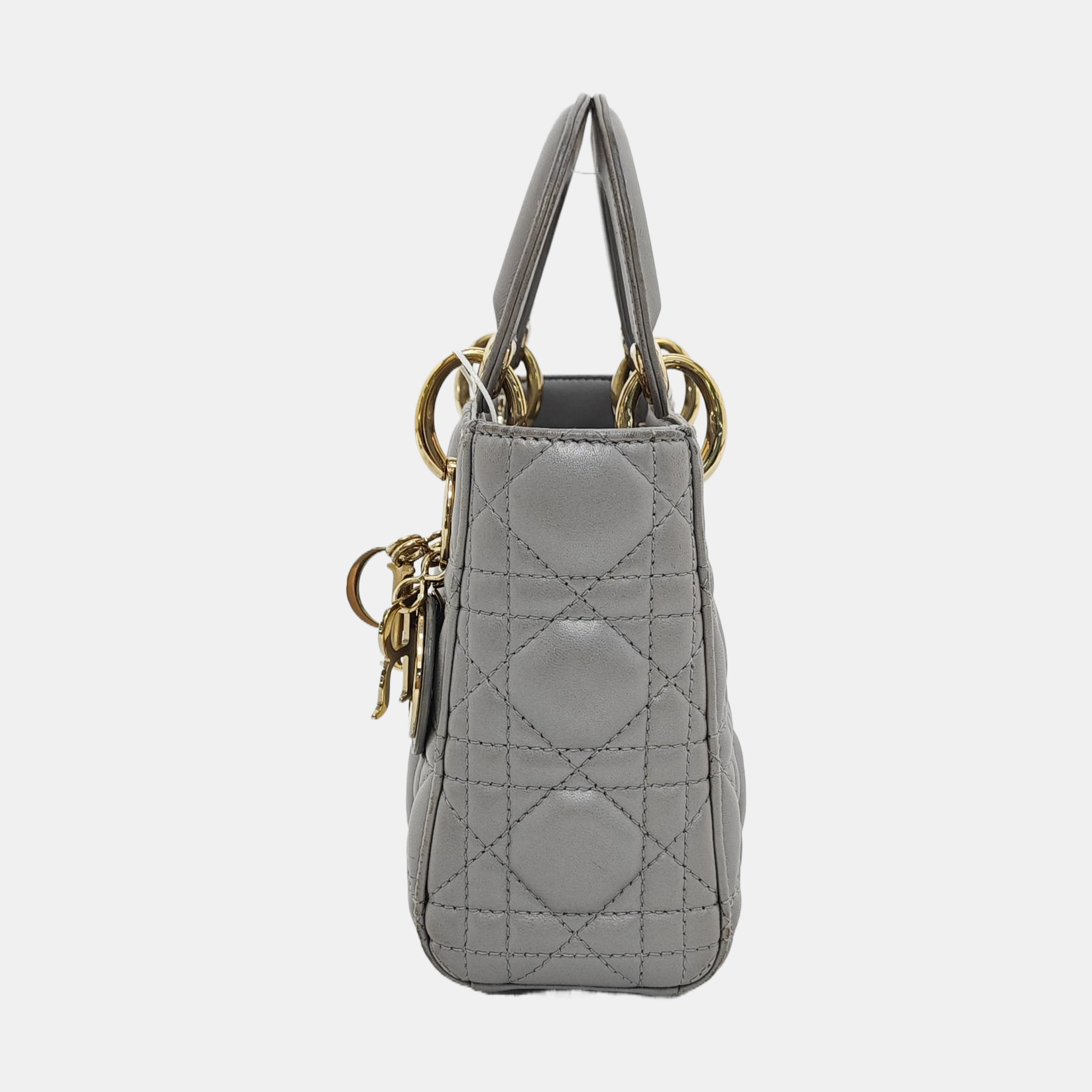 Lady Dior Mini Cannage Lambskin Gray