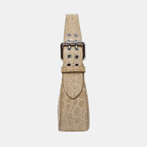 Leather Top Handle Bag Beige