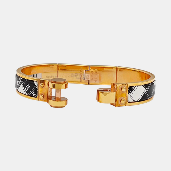 Enamel Hinged Bracelet Metal Rose Gold Bangle