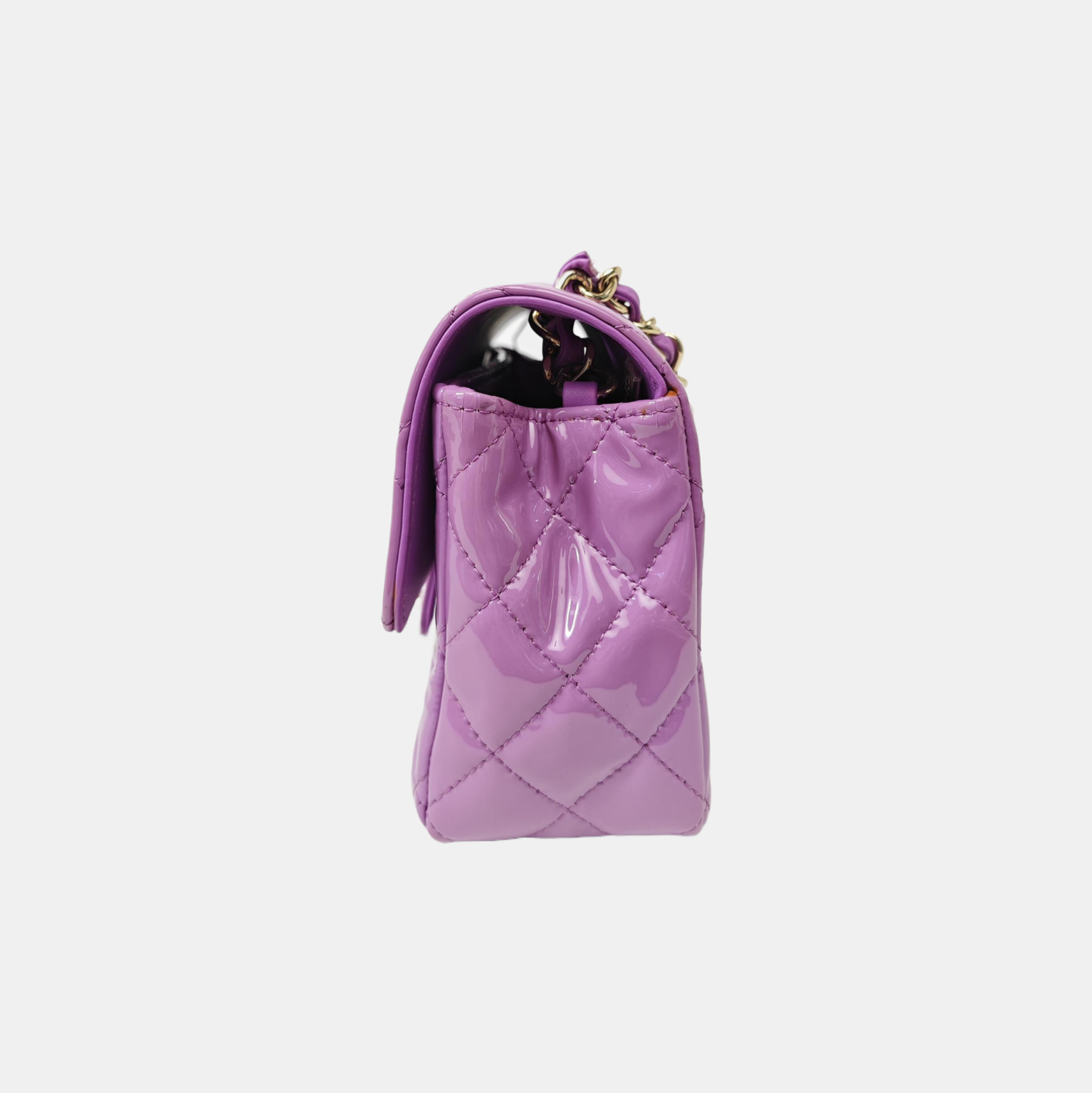 CLASSIC FLAP Mini Quilted Patent Leather Purple