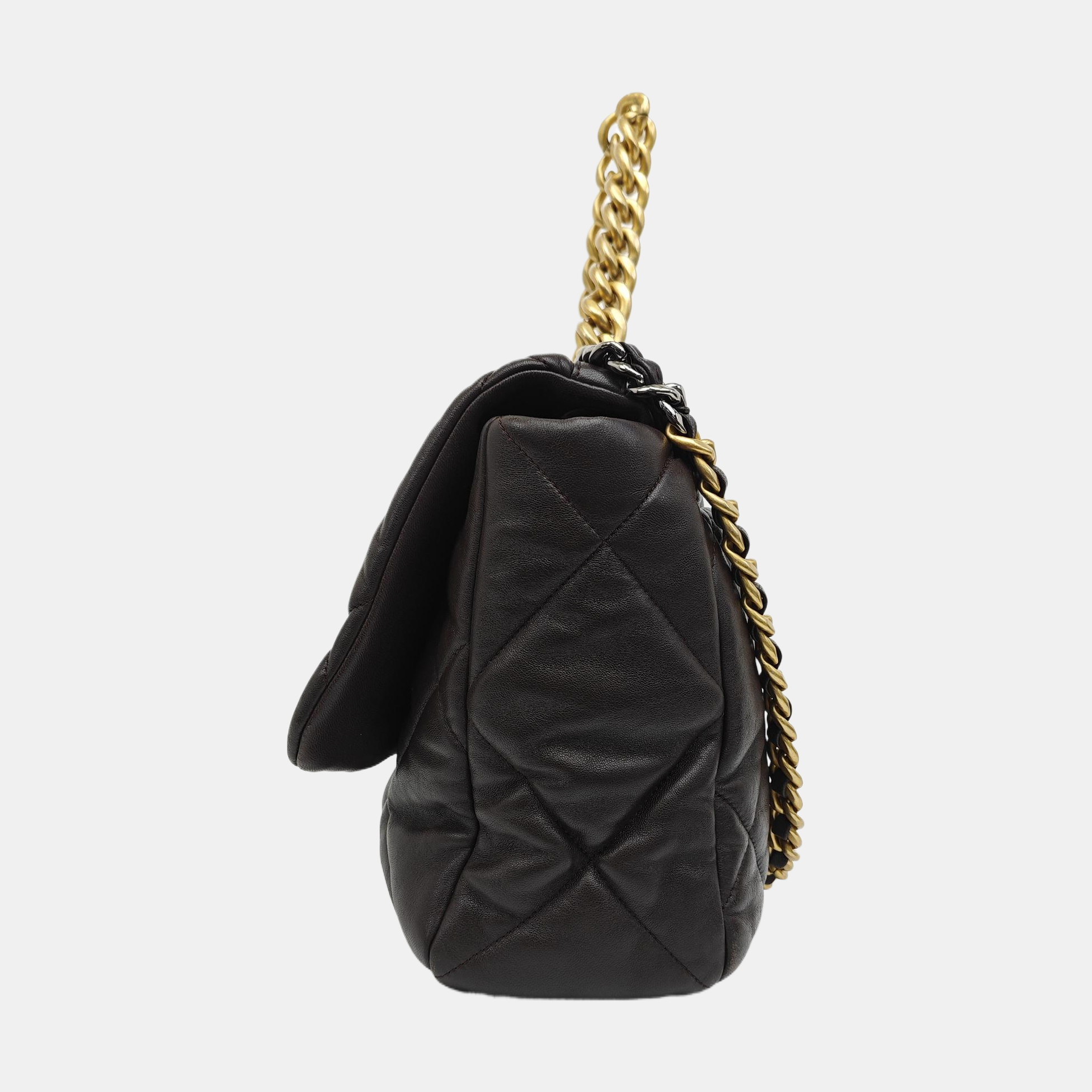 CHANEL 19 Maxi Quilted Calfskin Brown