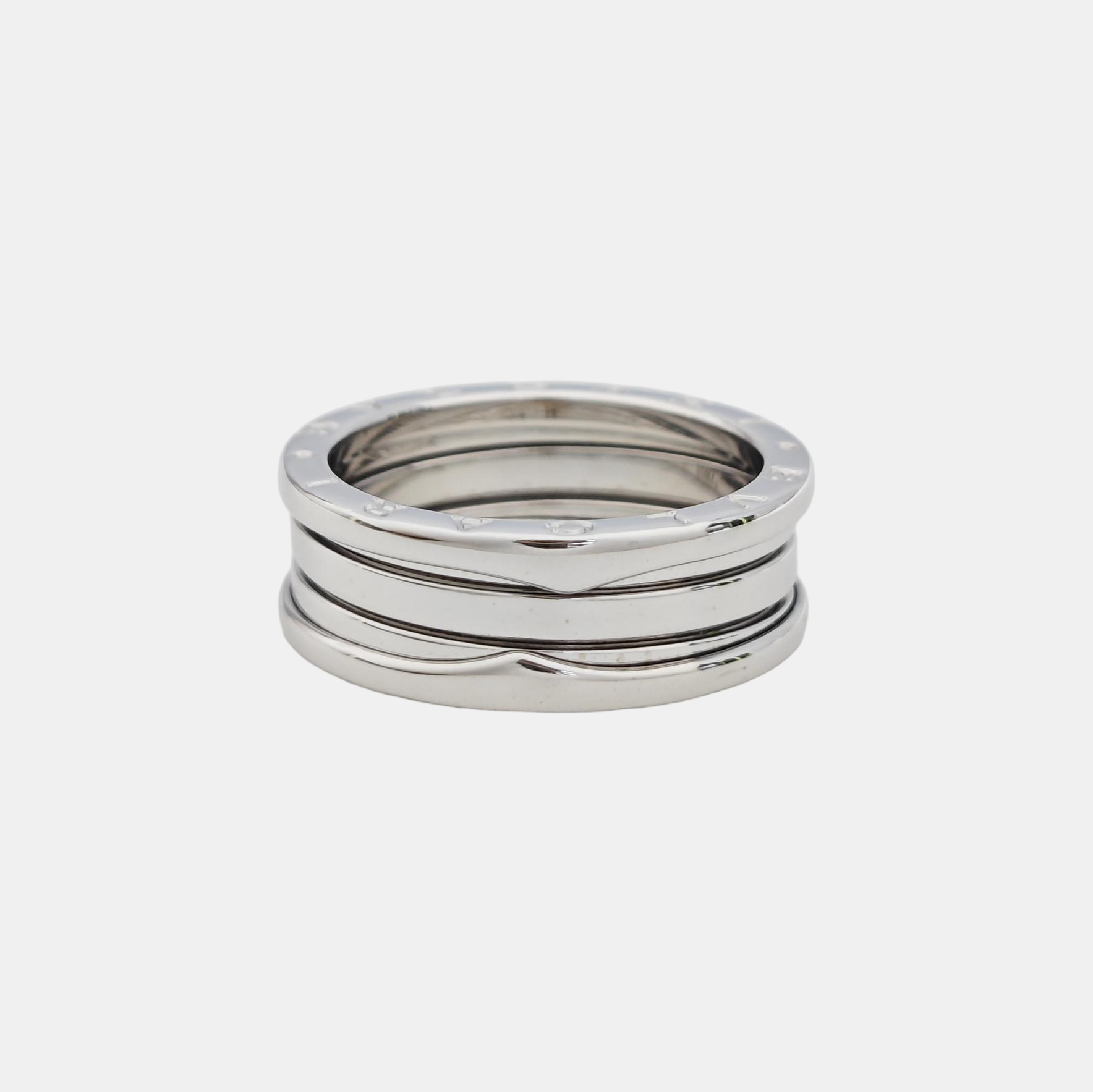 B.ZERO1 18k White Gold Silver Ring EU 62