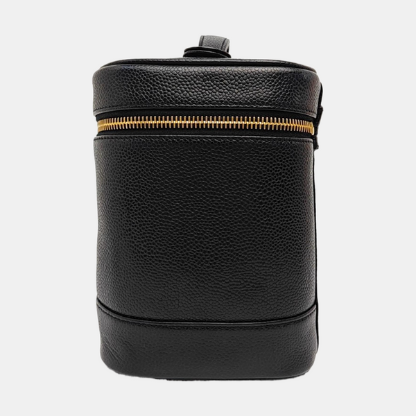 VINTAGE COSMETIC BAGS Grained Calfskin Black