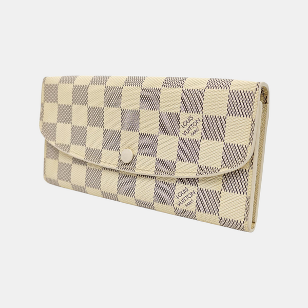 SARAH Damier Azur Coated Canvas White Wallet
