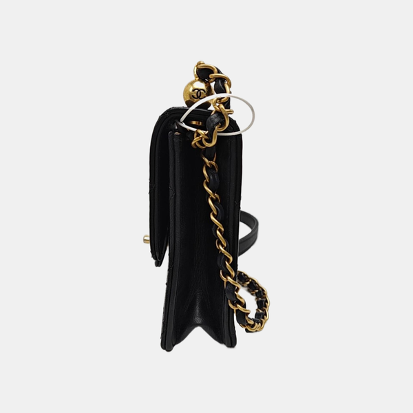 Quilted Lambskin Shoulder Bag Black