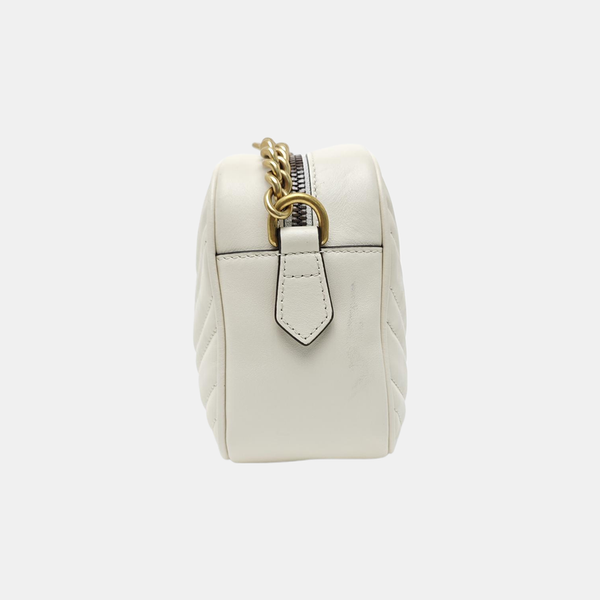 GG Marmont Small Quilted Calfskin White