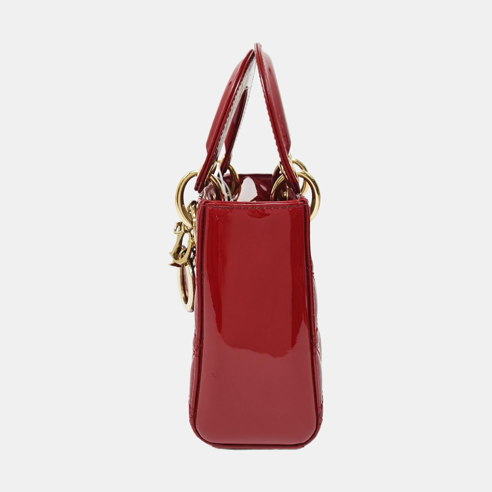 Lady Dior Mini Cannage Patent Calfskin Red