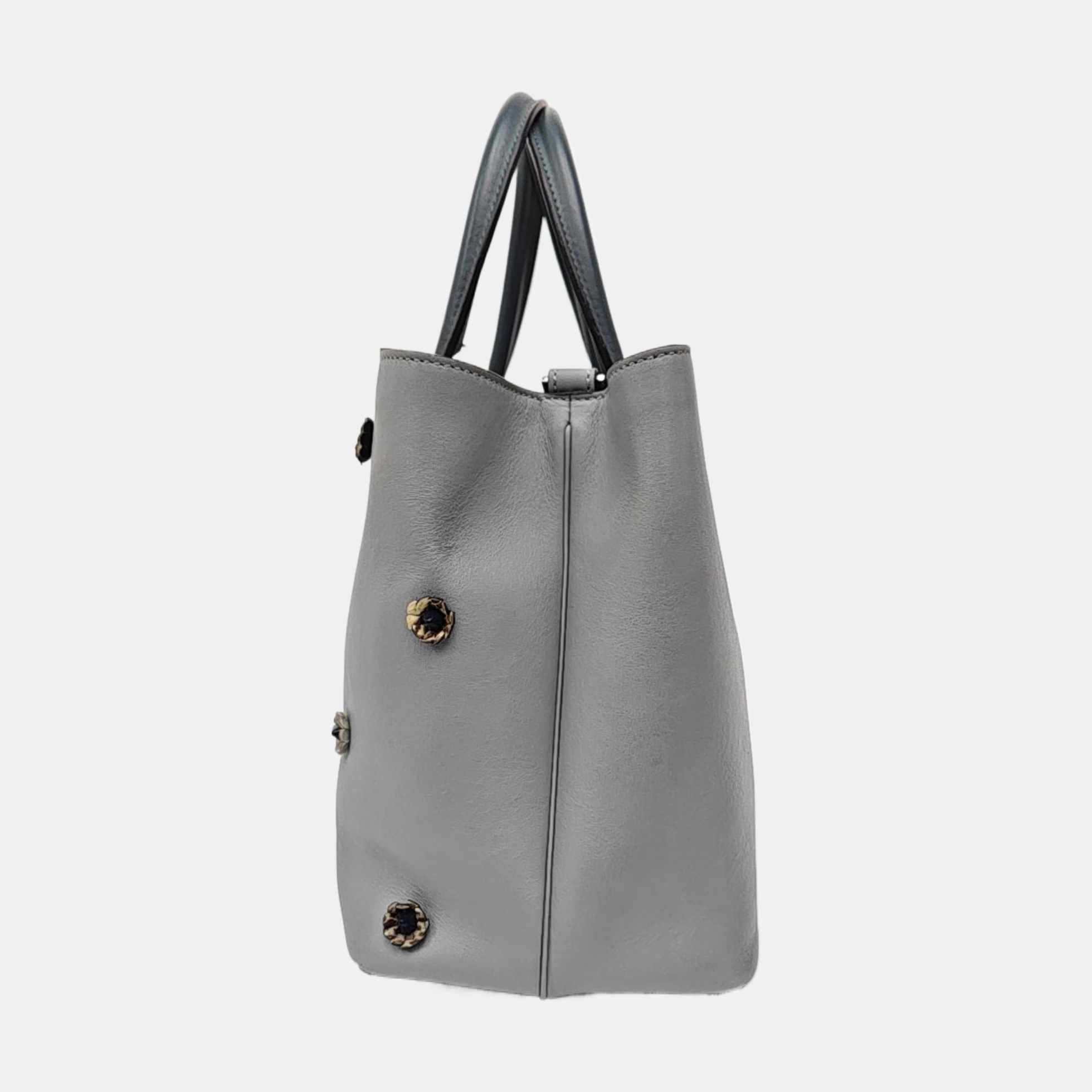 Leather Tote Bag Blue