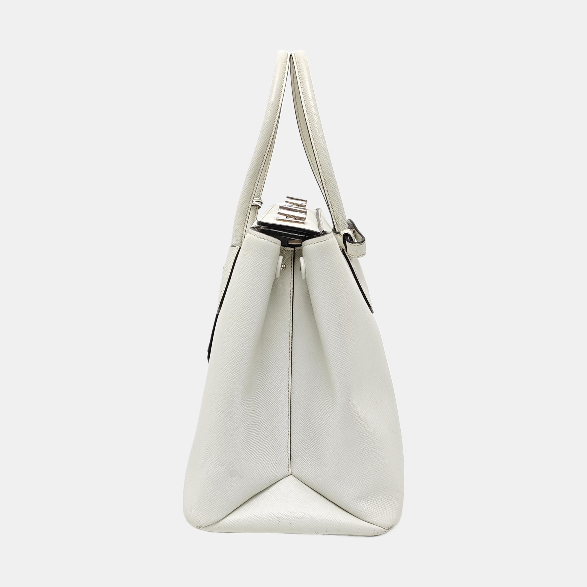 Twin Saffiano Calfskin White