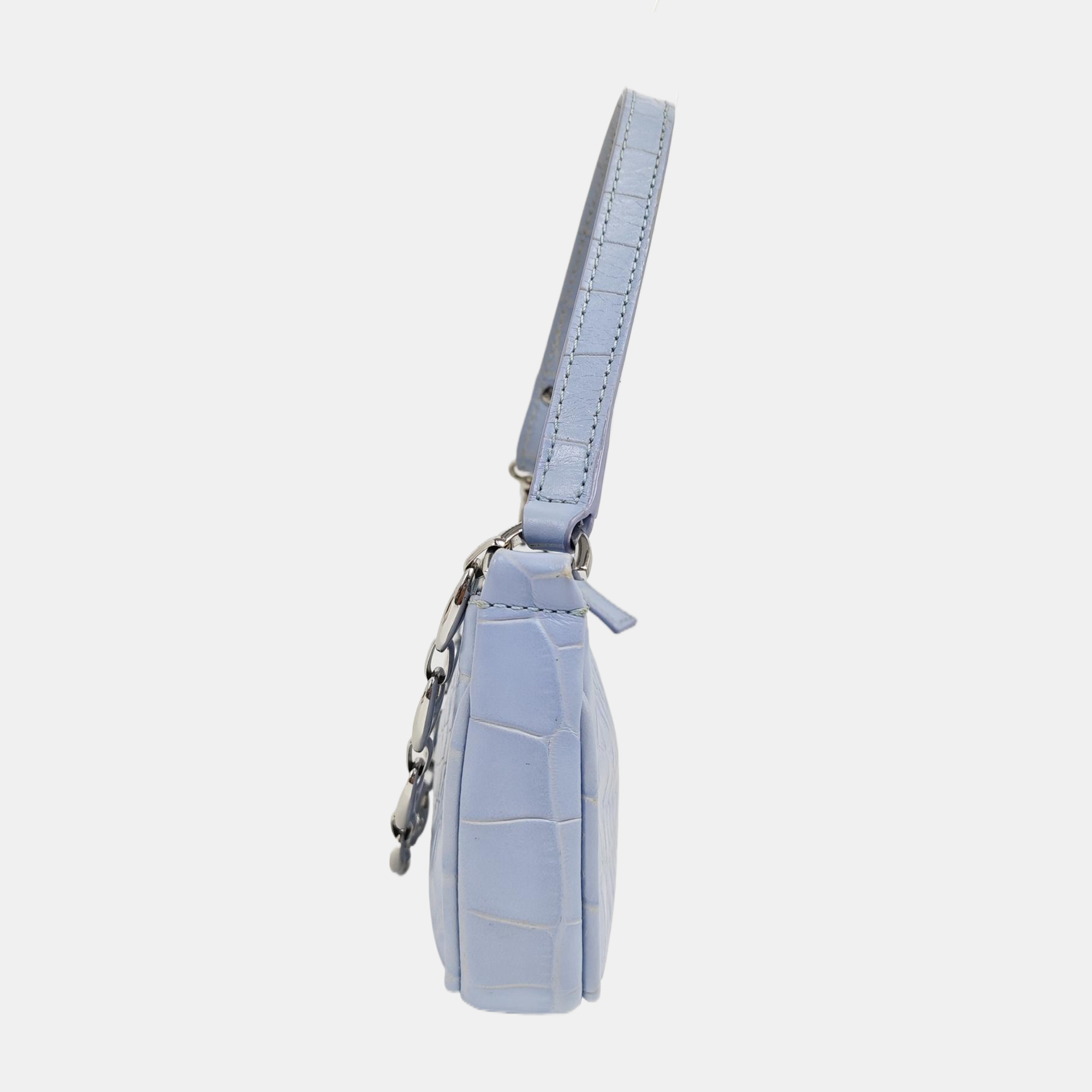 Leather Top Handle Bag Blue