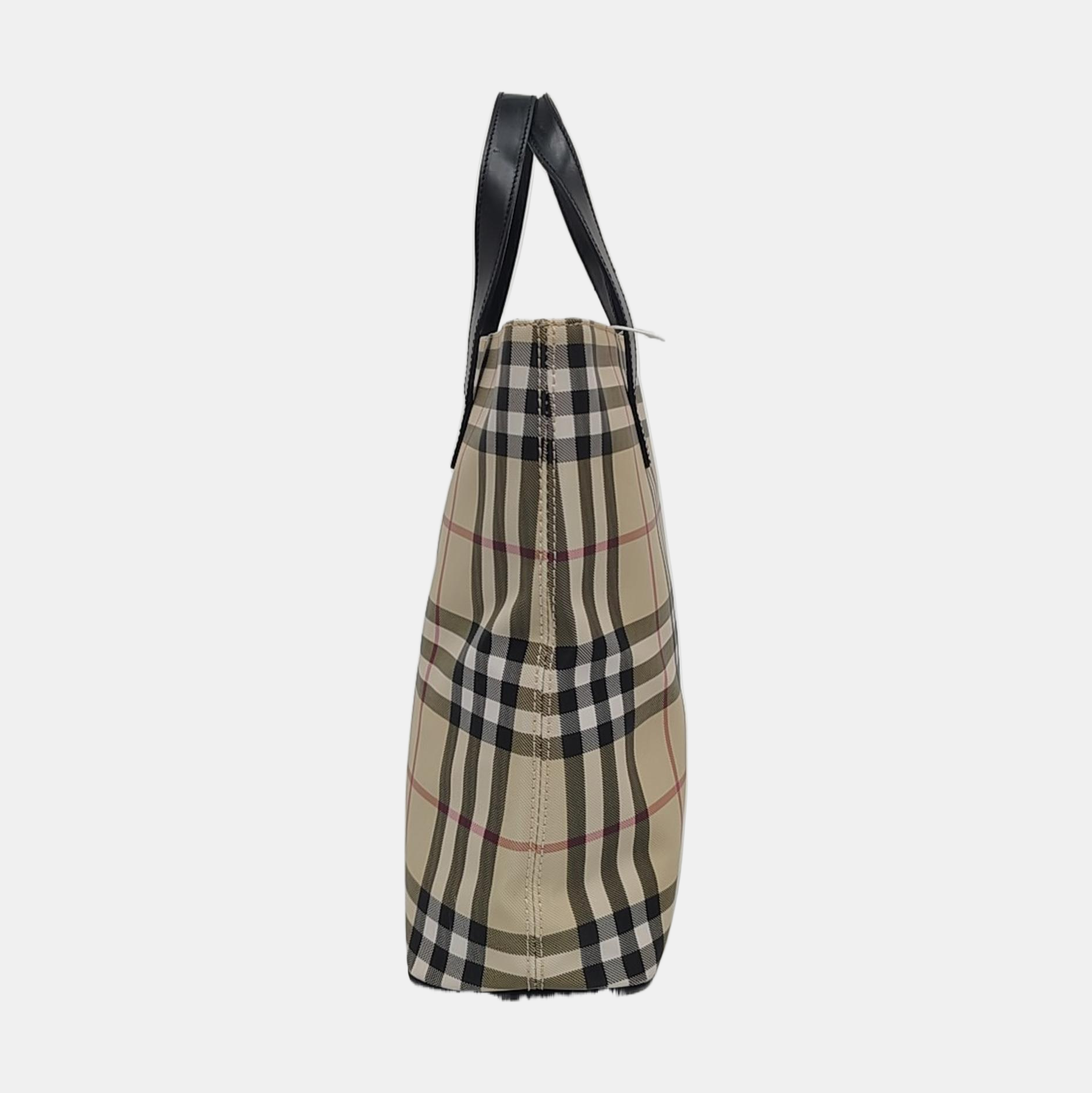Coated Canvas Top Handle Bag Beige
