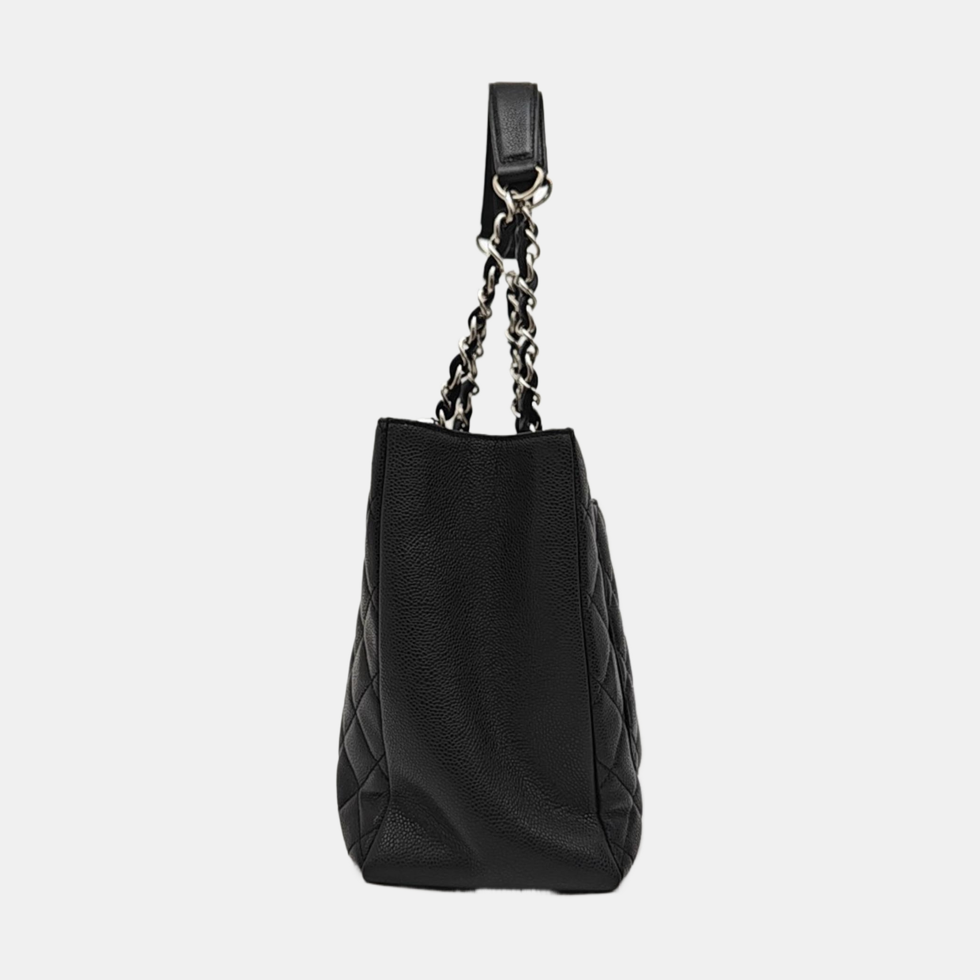 CHANEL GST Large Quilted Grained Calfskin Brown