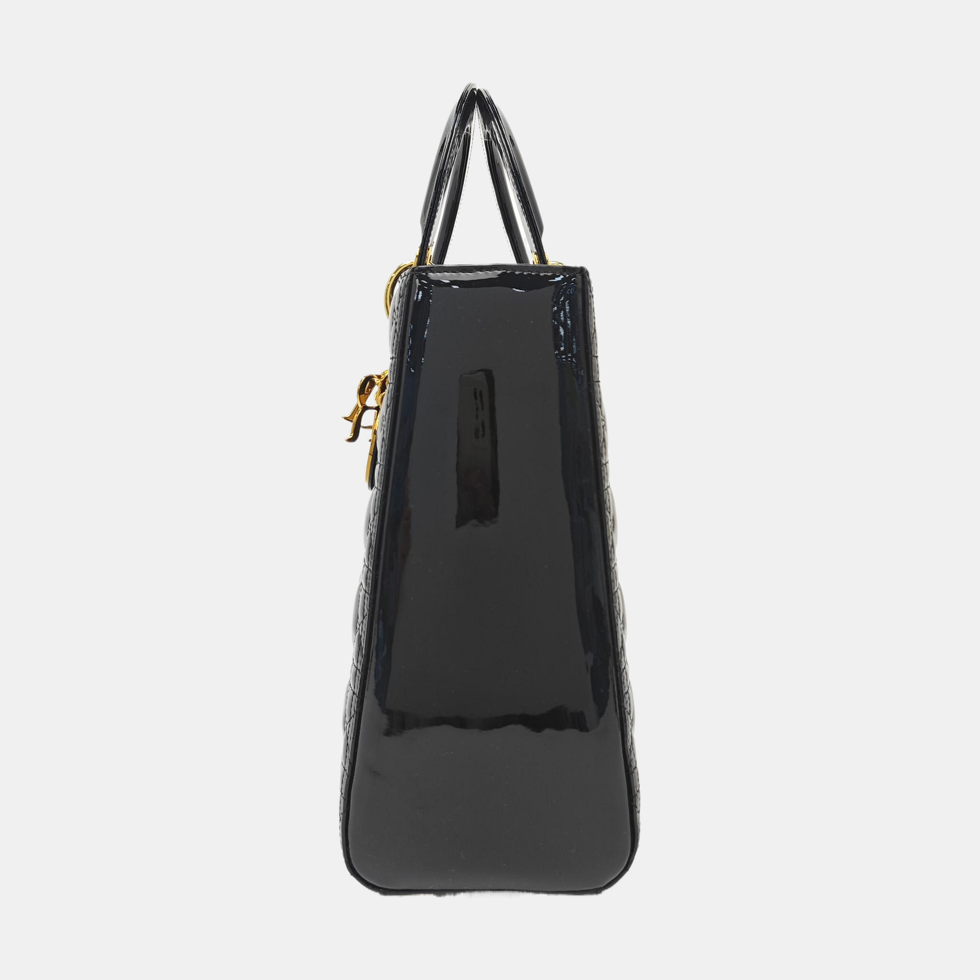 Lady Dior Large Patent Leather Black