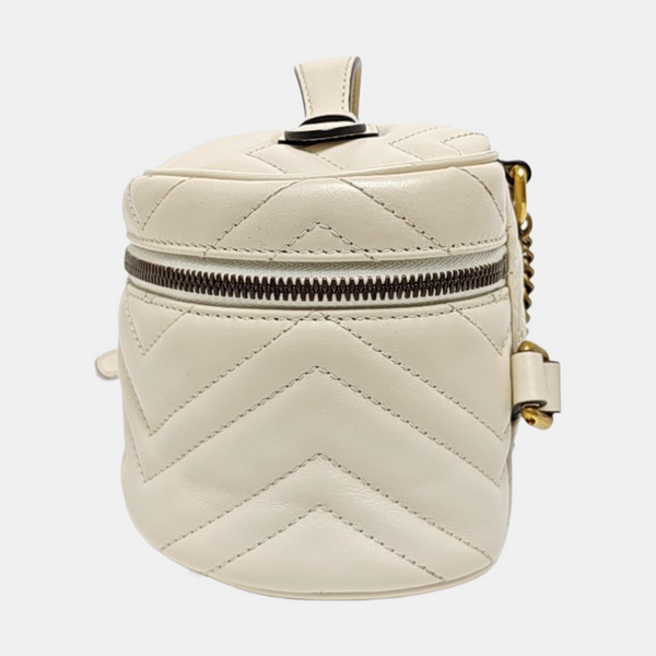 GG Marmont Mini Quilted Calfskin White