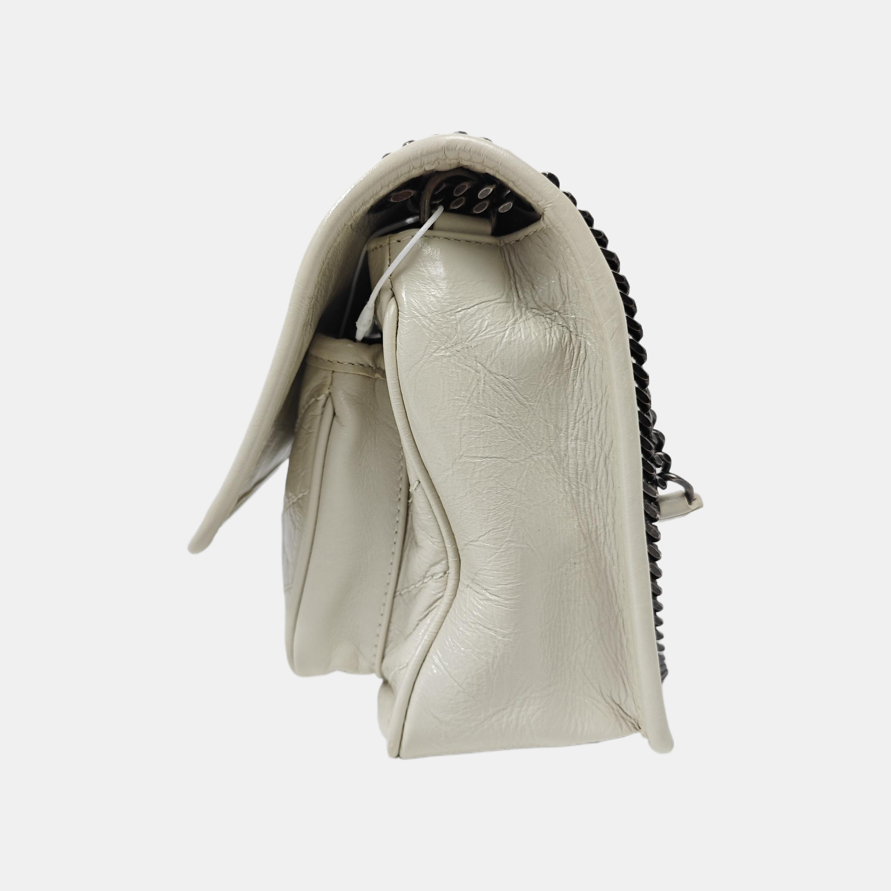 NIKI Small Chevron Calfskin White