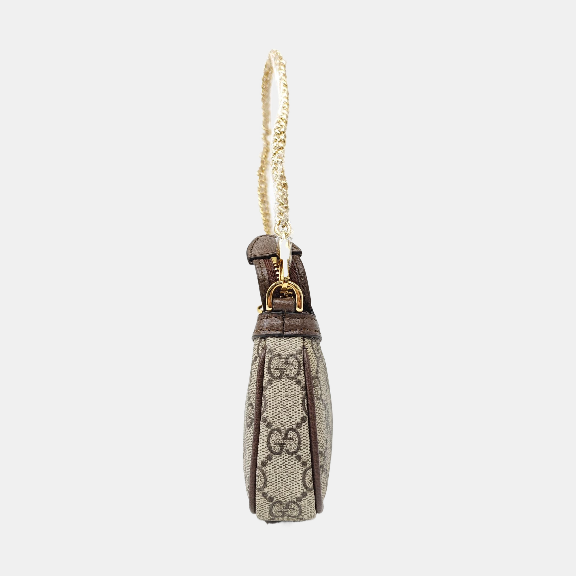 Ophidia Mini Monogram Coated Canvas Beige