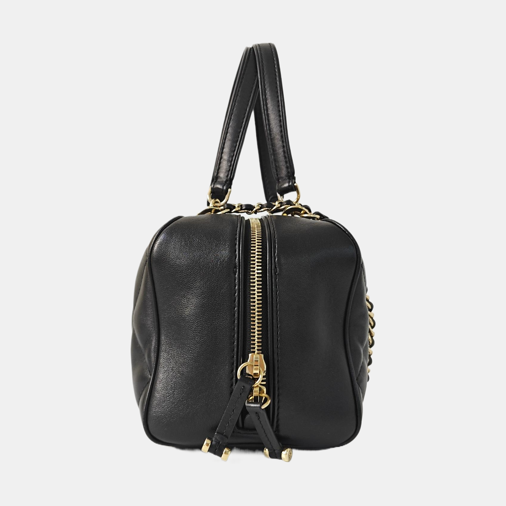Quilted Lambskin Shoulder Bag Black