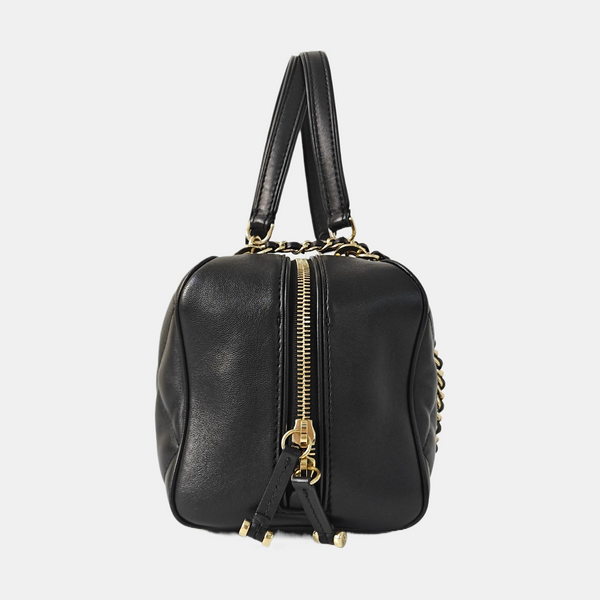Quilted Lambskin Shoulder Bag Black