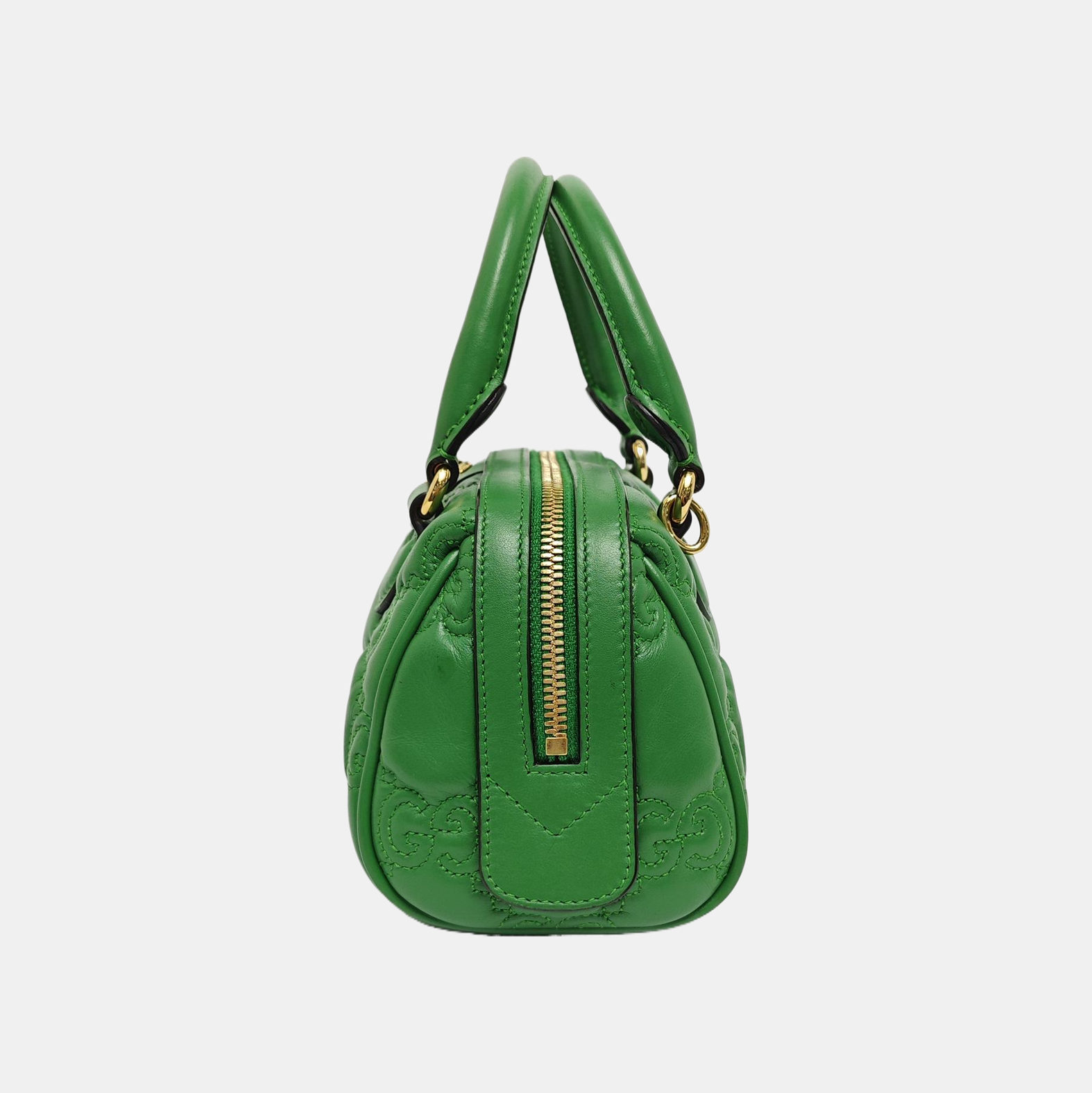 GG Matelassé Mini Monogram Leather Green