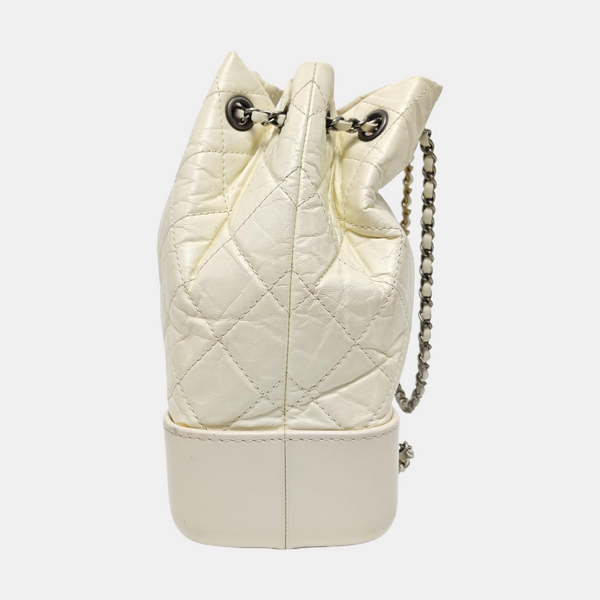 GABRIELLE Small Quilted Calfskin White