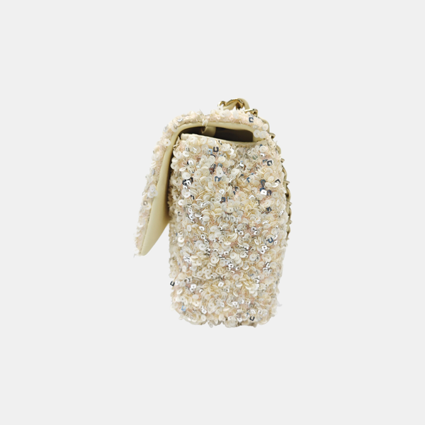 Sequins Shoulder Bag Beige