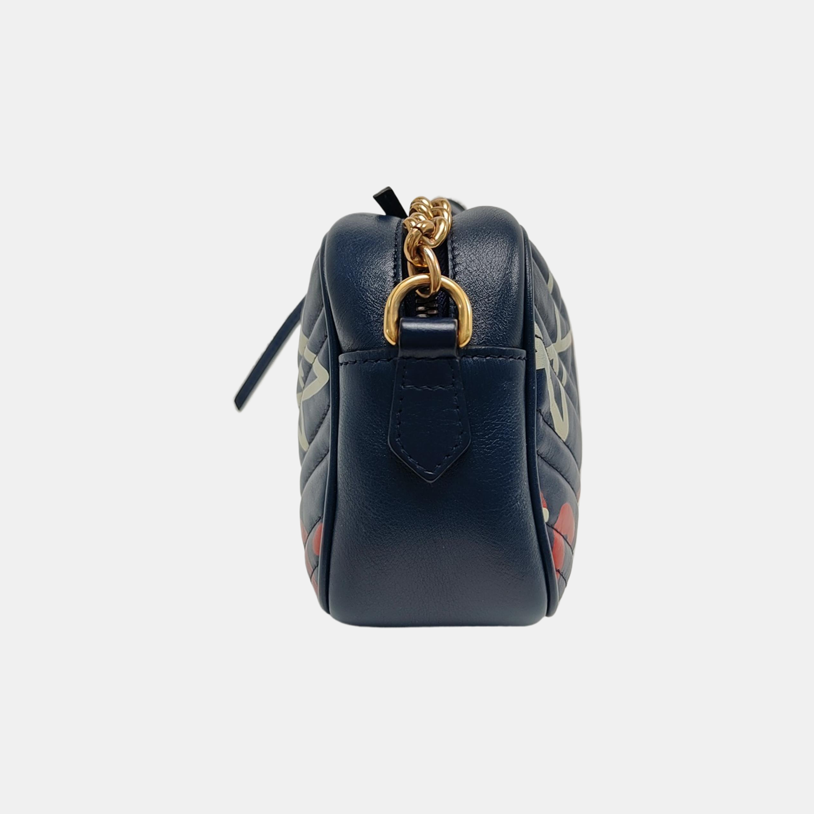 Authenticated pre-owned  GG Marmont Small Quilted Calfskin Blue - Shoulder Bag at Looply