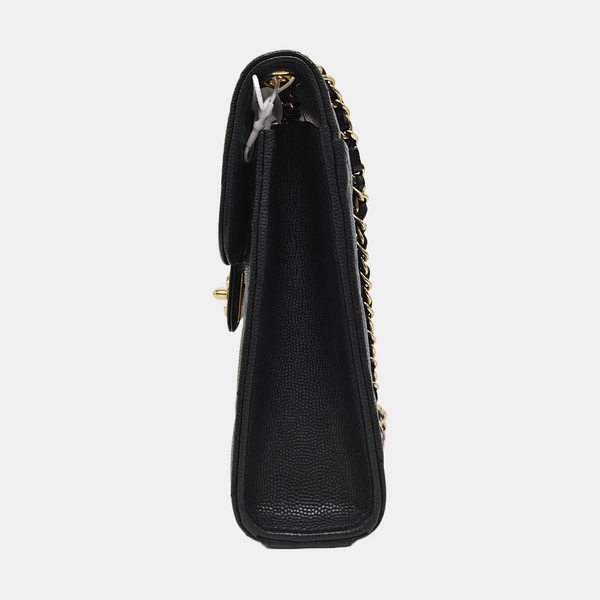 Grained Calfskin Shoulder Bag Black