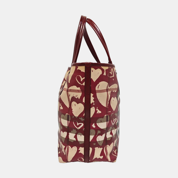 Coated Canvas Tote Bag Red
