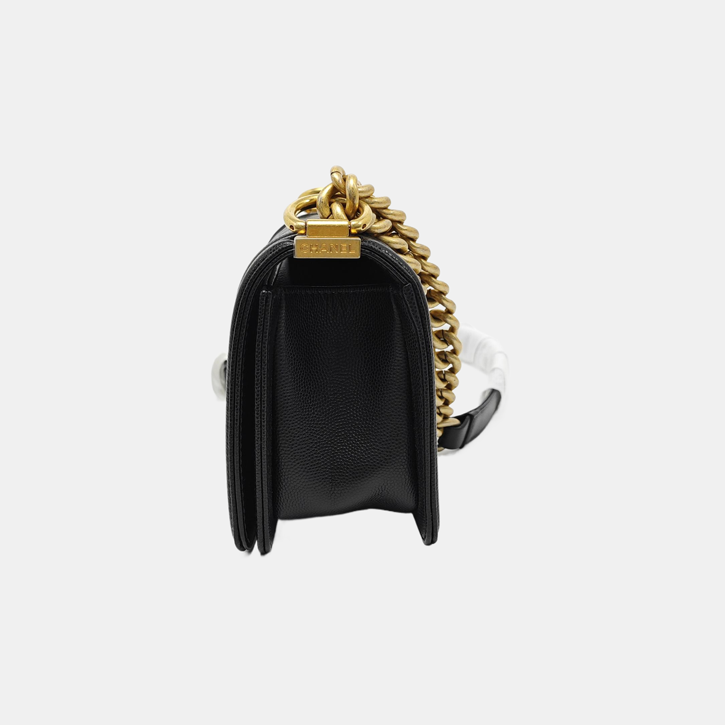 BOY CHANEL Small Quilted Grained Calfskin Black