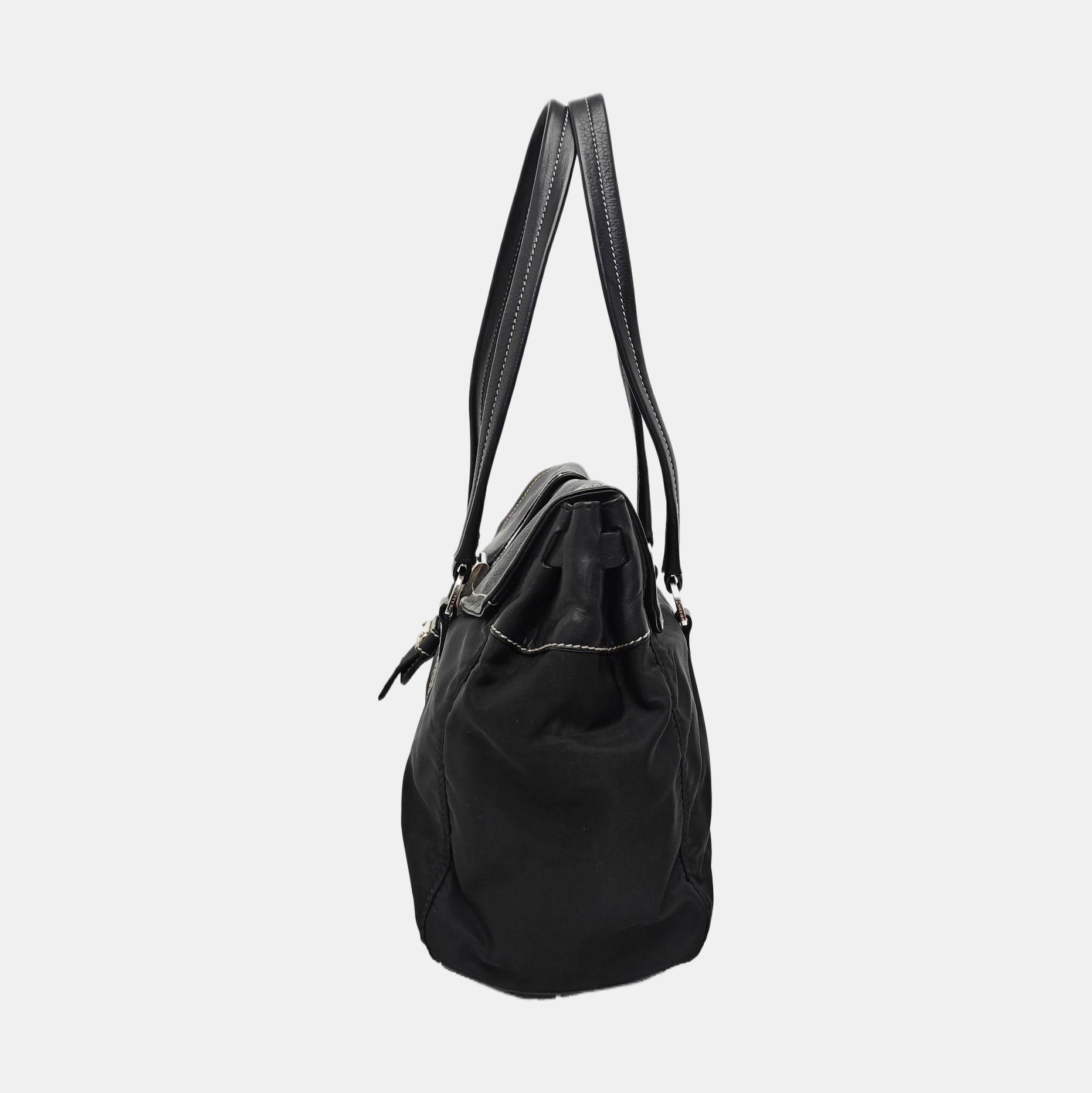 Nylon Top Handle Bag Black