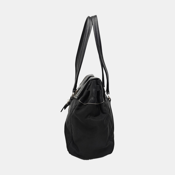 Nylon Top Handle Bag Black