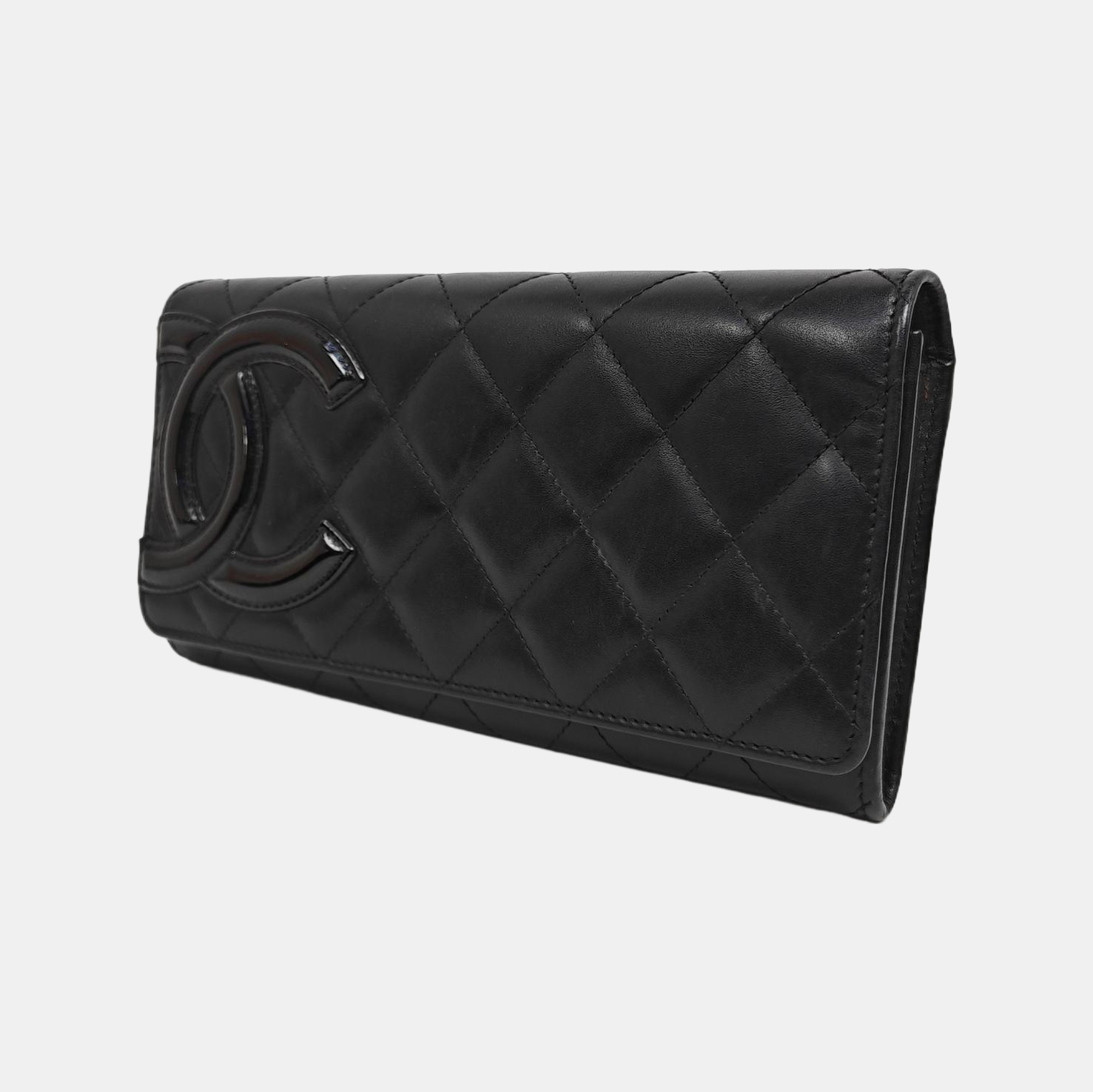CAMBON Medium Quilted Calfskin Black Wallet