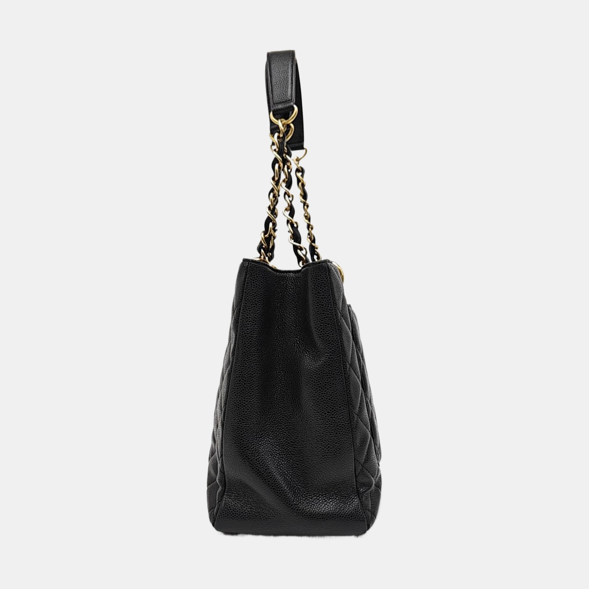 CHANEL GST Large Quilted Grained Calfskin Black