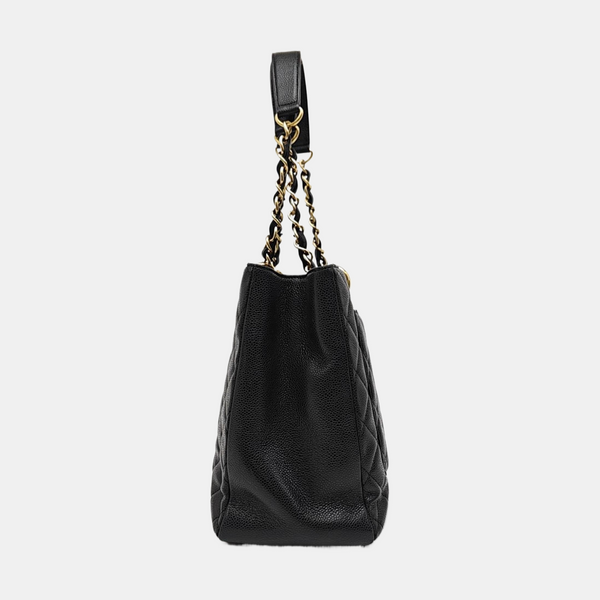 CHANEL GST Large Quilted Grained Calfskin Black