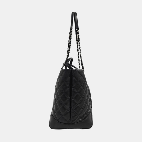 EASY SHOPPING Large Quilted Calfskin Black